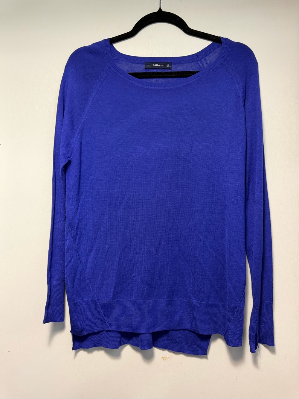 ZARA Knit Women's Blue/ Purple Lightweight Crewneck Sweater Size L